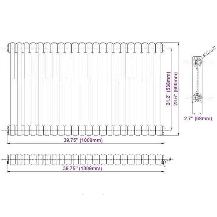 White Cast Iron Style Column Radiator P789145