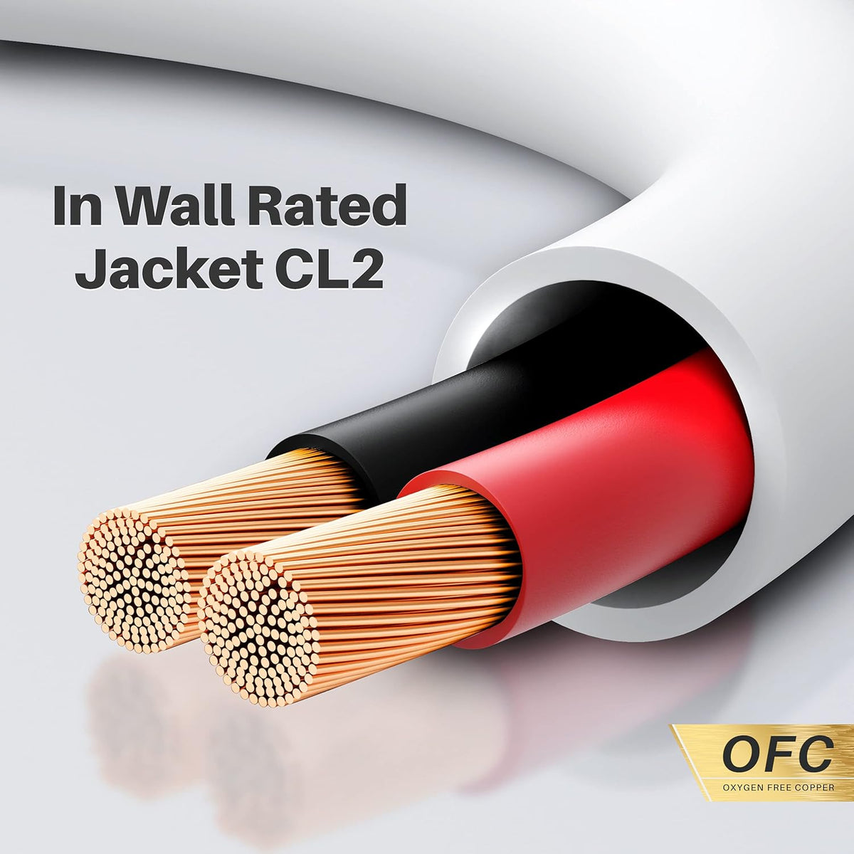 12AWG OFC Speaker Wire, White 100 Feet G878477