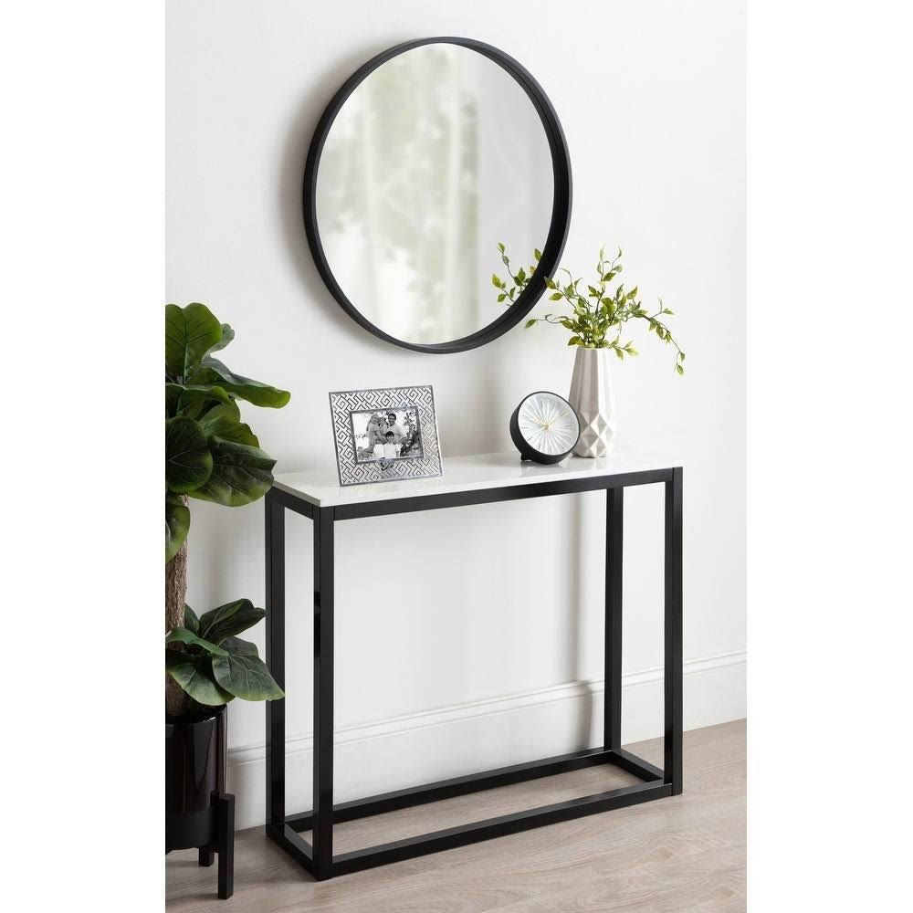 Man-Made Marble Top Console Table with Wooden Base L4490