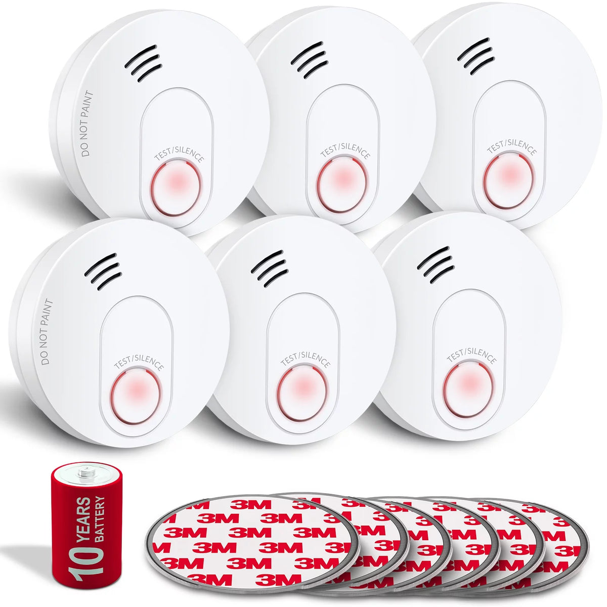 6 Pack Smoke Detector with Photoelectric Sensor Y47678