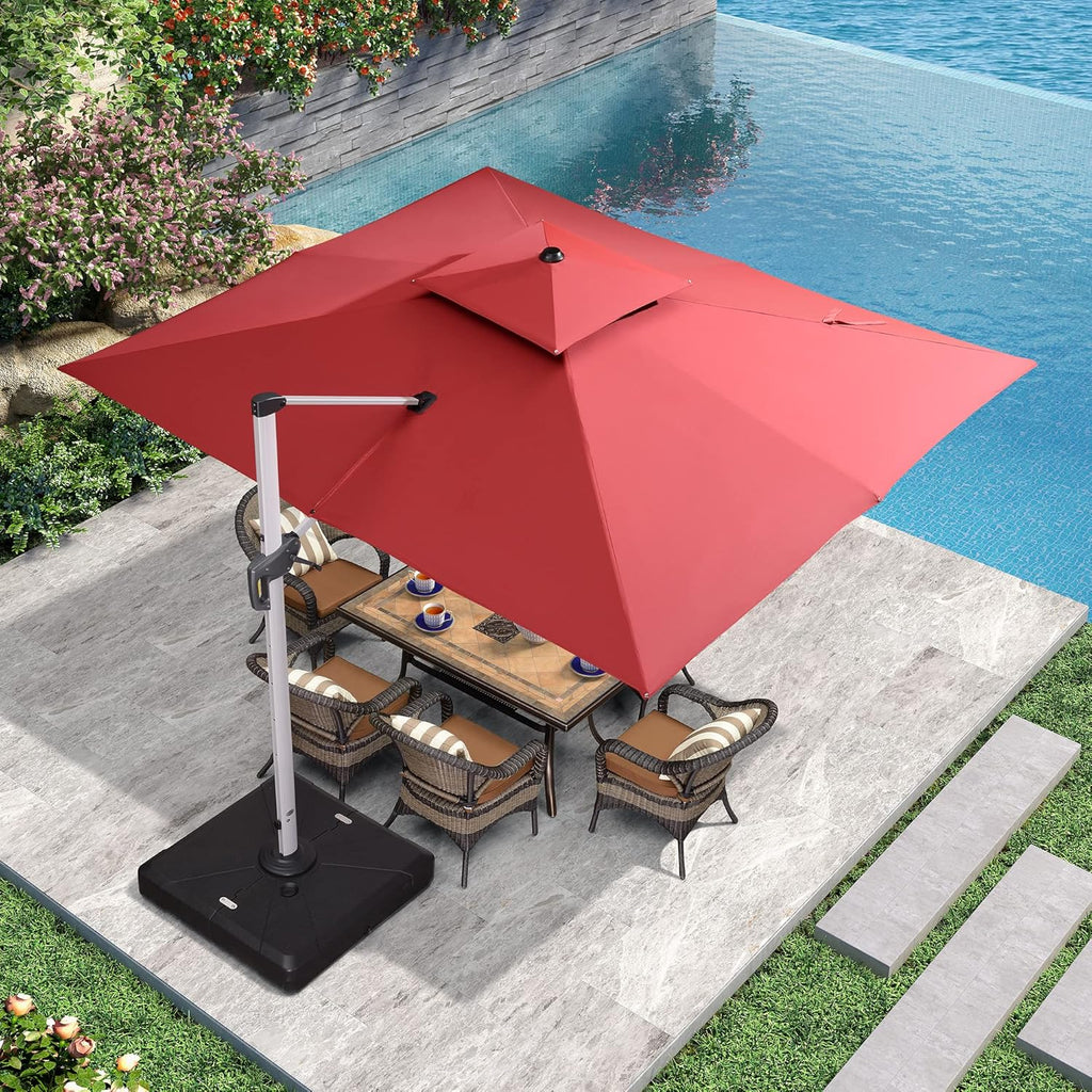 9' X 11' Navy Blue Rectangle Cantilever Patio Umbrella B3262