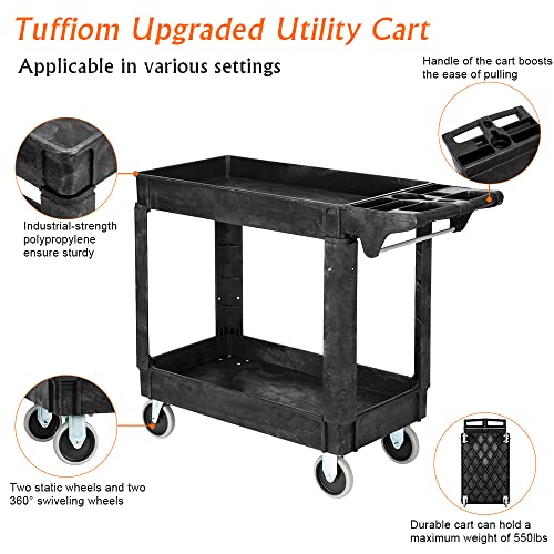 Plastic 2-Tier Utility Cart with Deep Shelves A20489