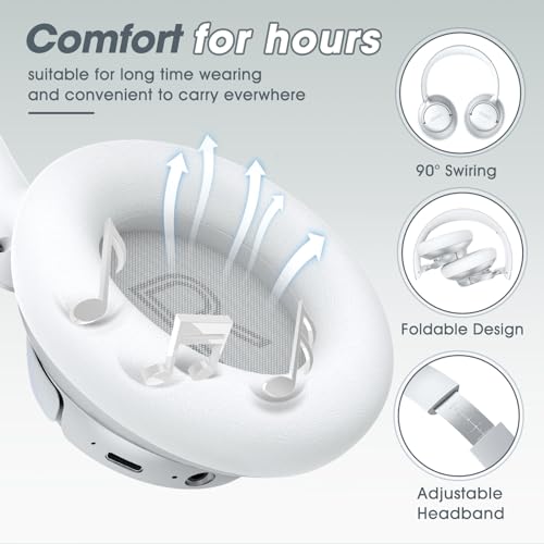 Hybrid Active Noise Cancelling Headphones with Transparent Modes, 70H Playtime Bluetooth Wireless with Mic, 3.5MM Cable, Soft Earpads, Fast Charging, Black B328976