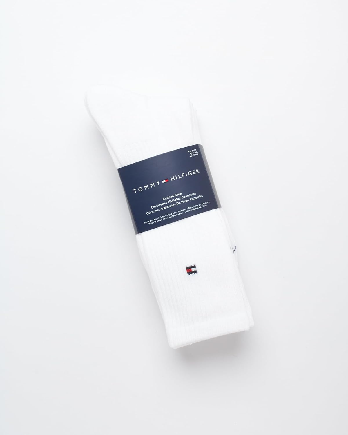 Mens Athletic Cushion Crew Socks (3 Pack), Size 7-12, White C855