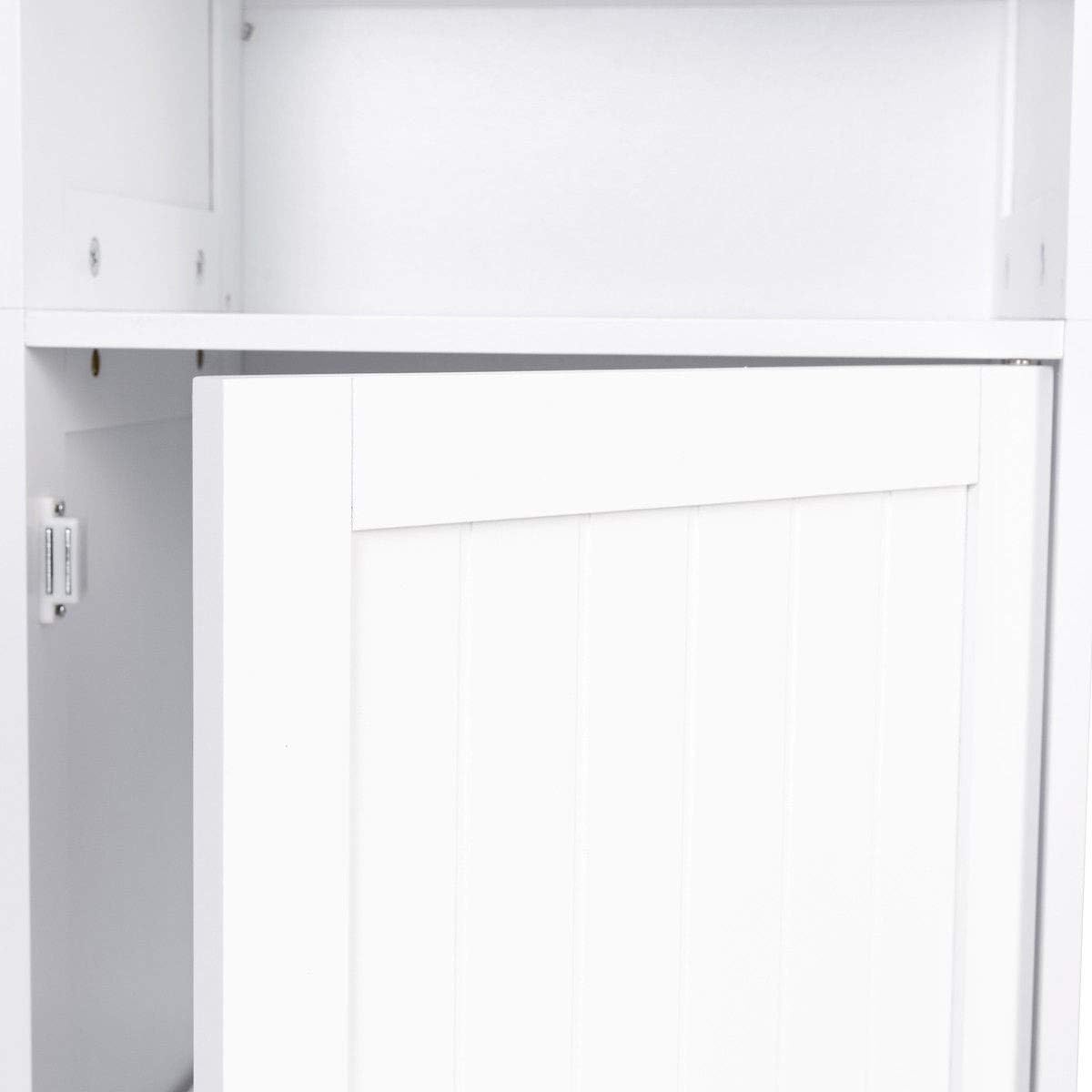 White Wooden Cabinet with Door and 5 Adjustable Shelves S6910