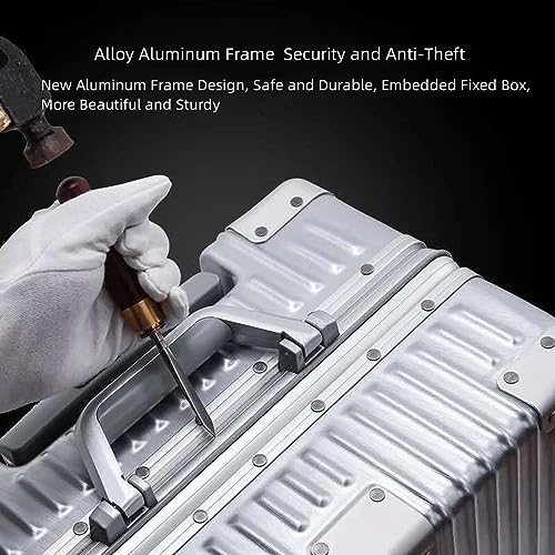 Aluminum Frame Hardside Luggage with Spinner Wheels and TSA Lock, 26 inch, Rose Gold+White G840
