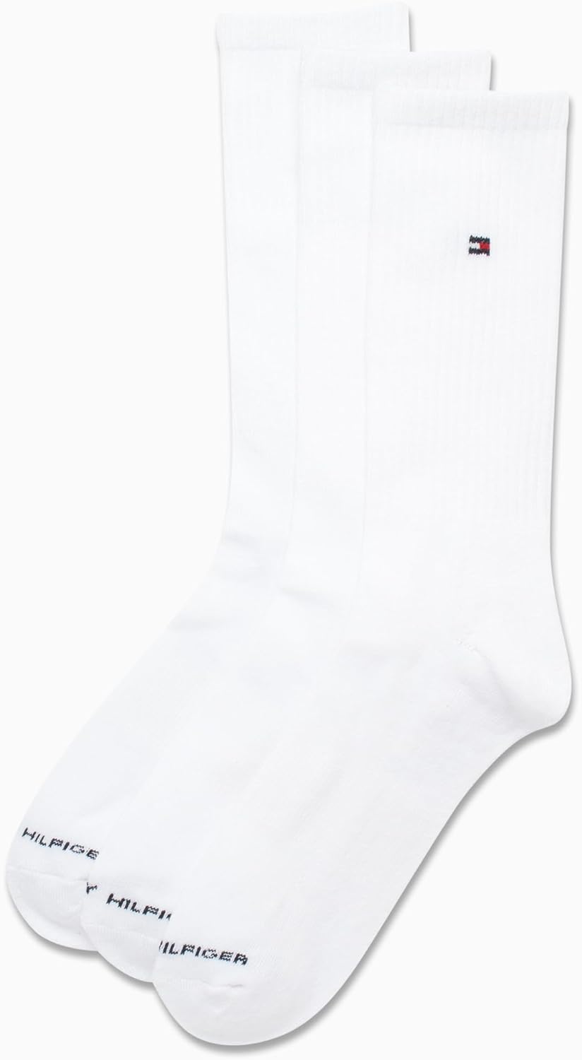 Mens Athletic Cushion Crew Socks (3 Pack), Size 7-12, White C855