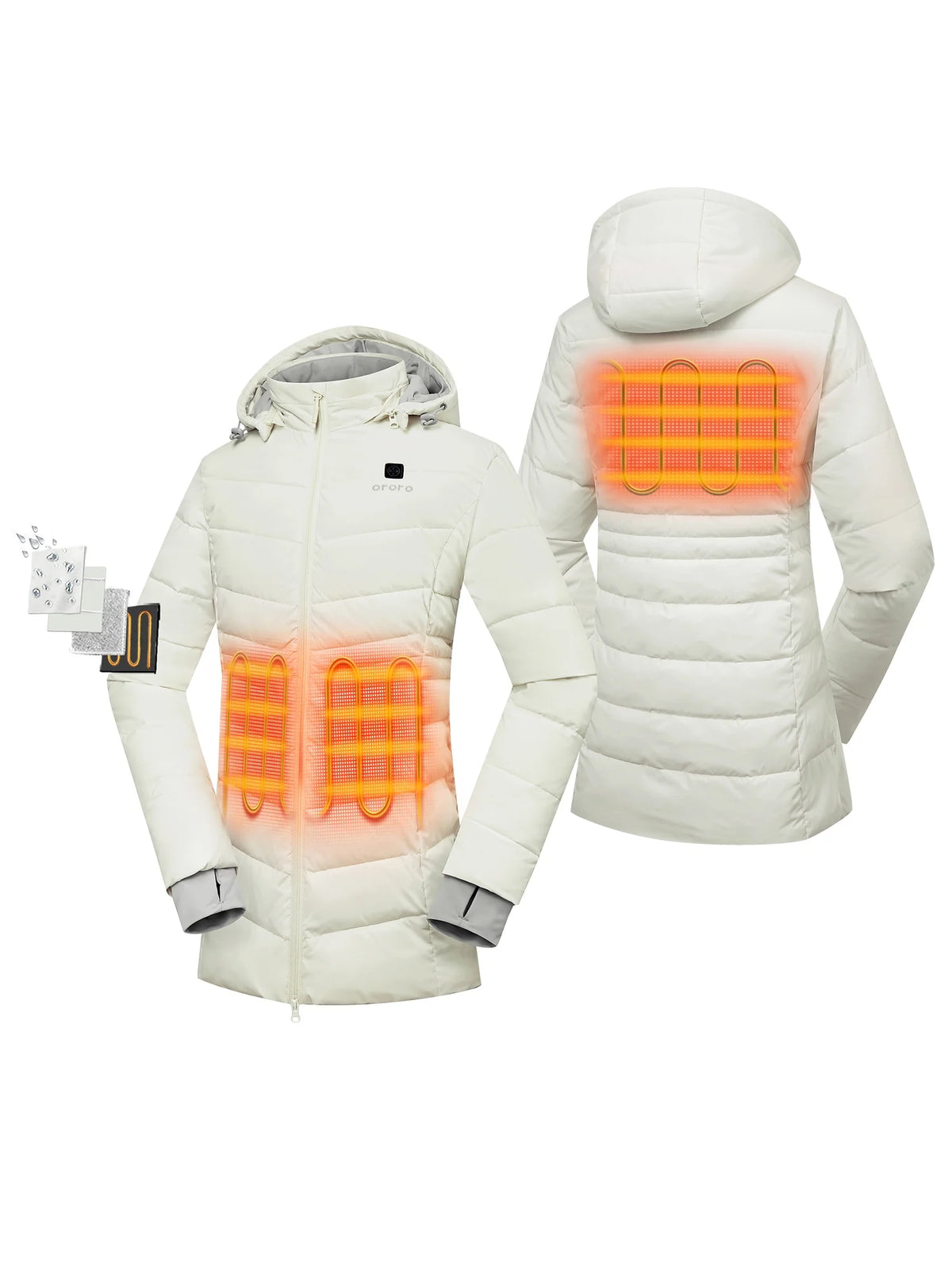 Women's Heated Puffer Parka Jacket (White, M) K867278
