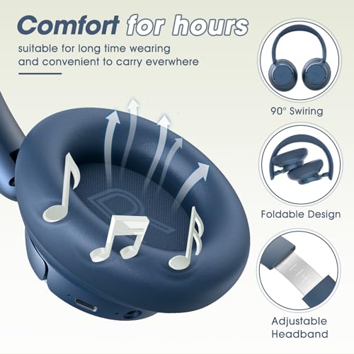 Hybrid Active Noise Cancelling Headphones with Transparent Modes, 70H Playtime Bluetooth Wireless with Mic, 3.5MM Cable, Soft Earpads, Fast Charging, Black B328976