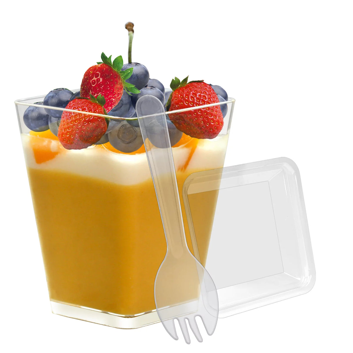 100 Pack 5.4oz Clear Dessert Cups with Lids and Spoons I3058