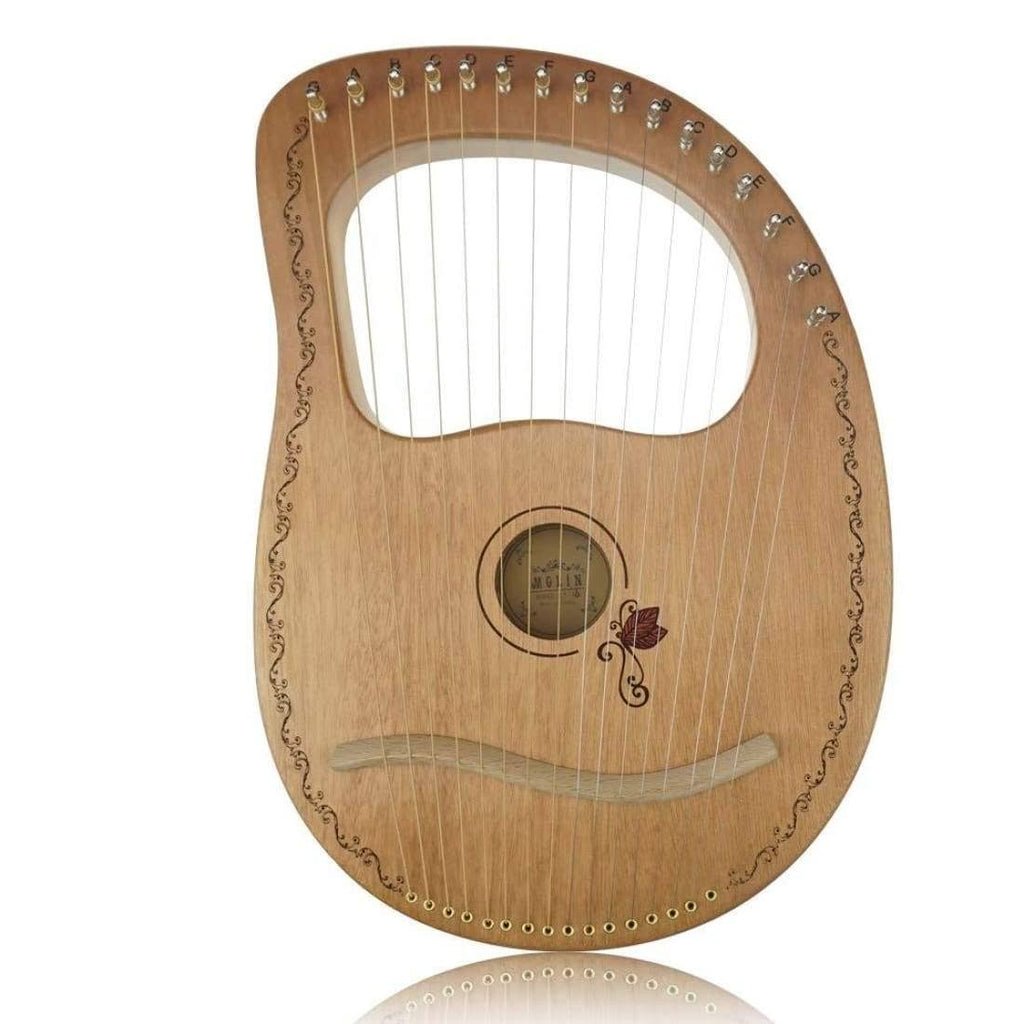 16-String Mahogany Wood Lyre Harp with Carry Bag H123