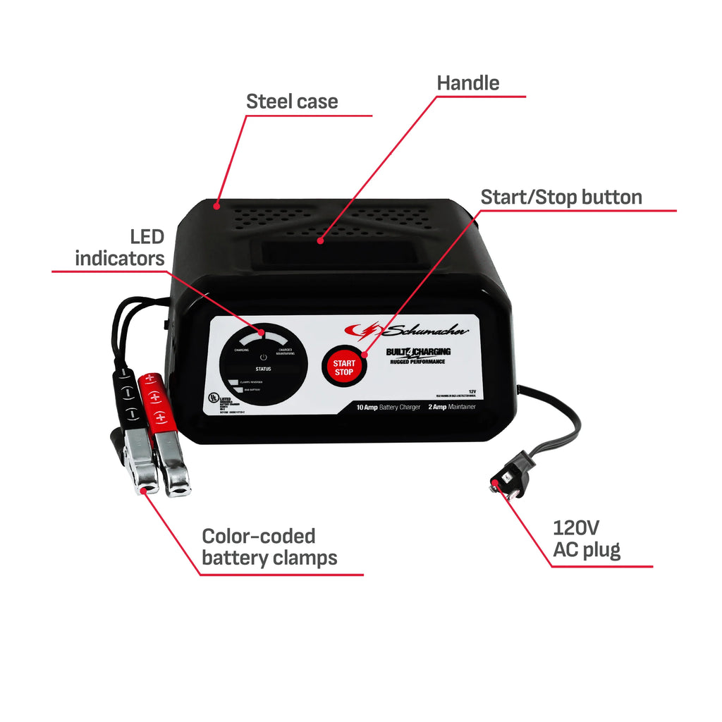 10-Amp 12V Fully Automatic Battery Charger and Maintainer I136919