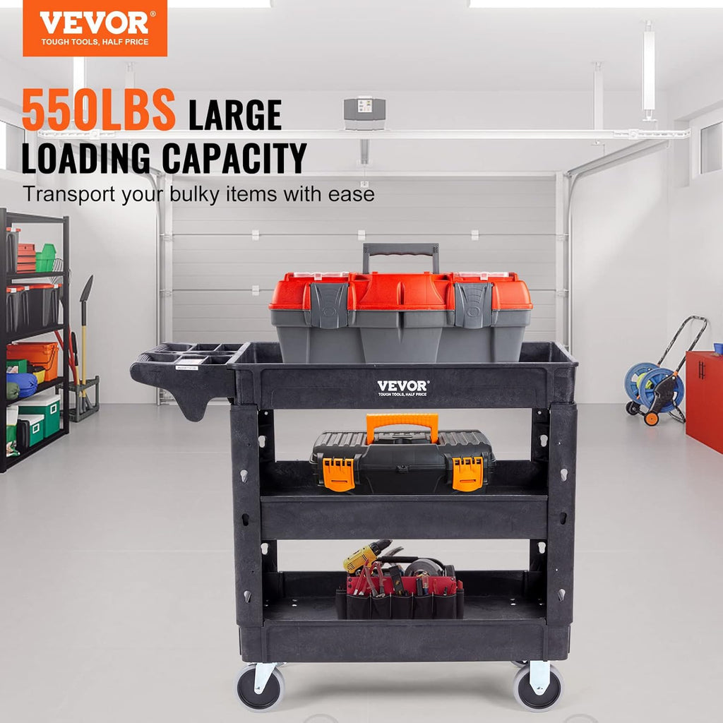 Black 3 Shelf Heavy Duty Utility Cart with Swivel Wheels U379960