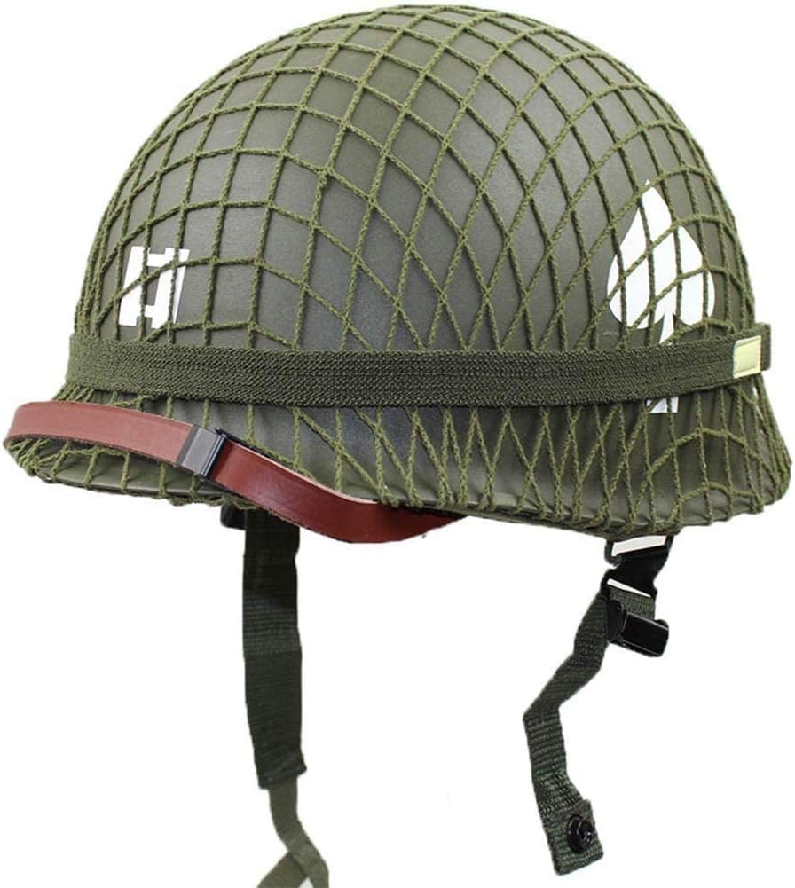Green M1 Helmet Replica with Net and Canvas Chin Strap S72087