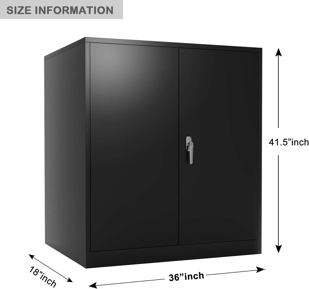 Black 42" Steel Storage Cabinet with 2 Adjustable Shelves and 2 Doors C94172