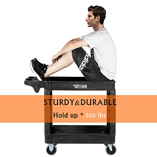 Plastic 2-Tier Utility Cart with Deep Shelves A20489