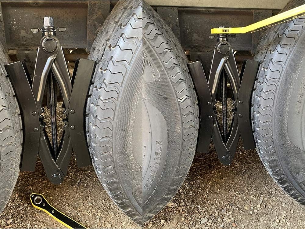 Heavy Duty RV Camper Wheel Tire Chock 2 Sets with Crank Handle N9133