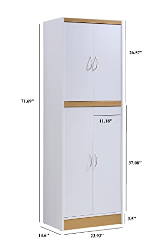 4 Door Kitchen Pantry with Four Shelves, Chocolate E848