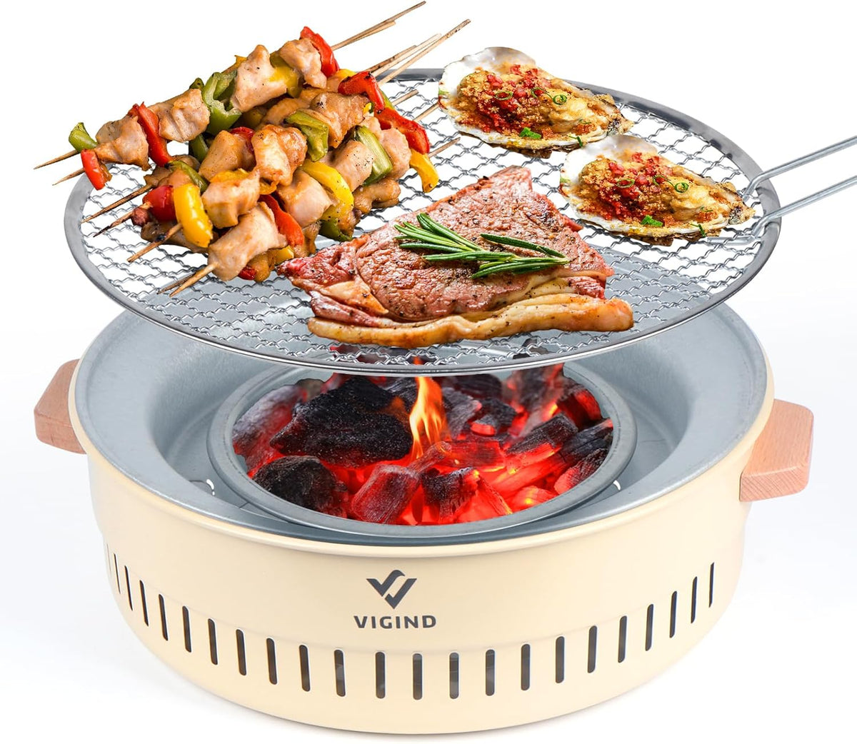 14inch Stainless Steel Charcoal Barbecue Grill with Folding Legs N49638