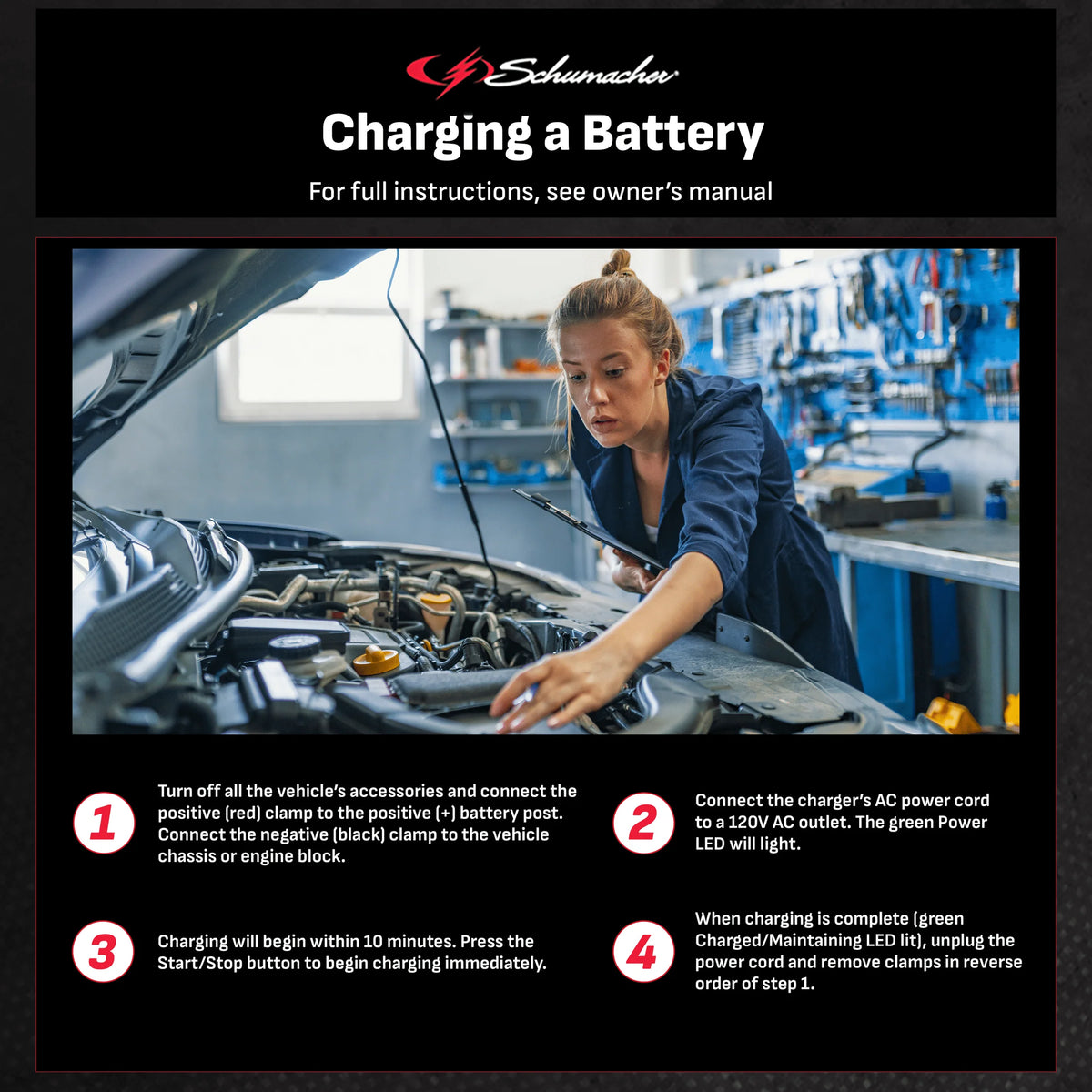 10-Amp 12V Fully Automatic Battery Charger and Maintainer I136919