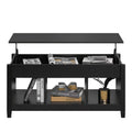 Black Lift Top Coffee Table with Storage Compartment and Open Shelves N904