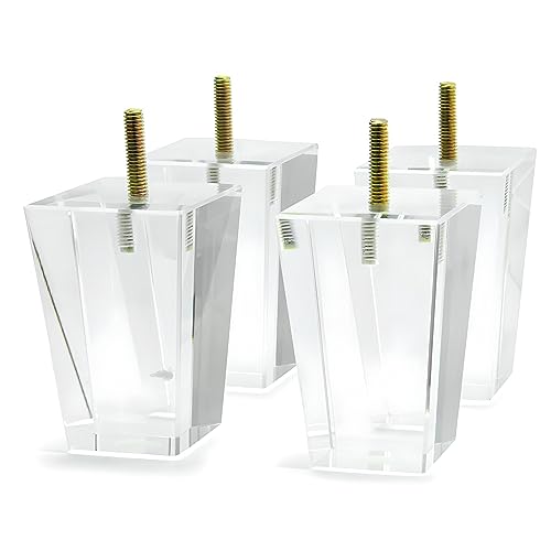 Acrylic Furniture Legs Pack of 4 Clear 4inch Square U26317