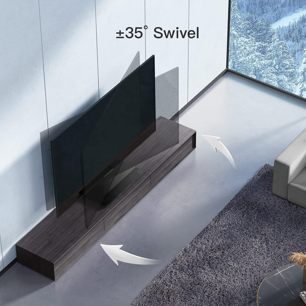 Swivel TV Stand for 32 to 70 inch Flat Screen TVs Height Adjustable J15185