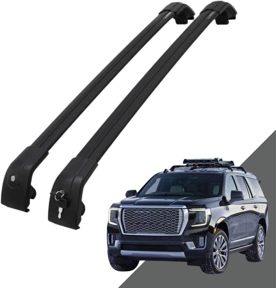 Black Adjustable Lockable Roof Rack Side Rails Cross Bars X775335