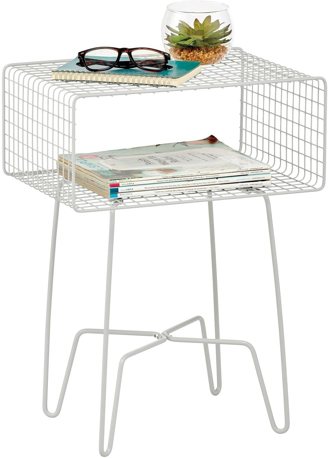 Chrome 2-Tier Metal Side Table with Storage Shelf G1409