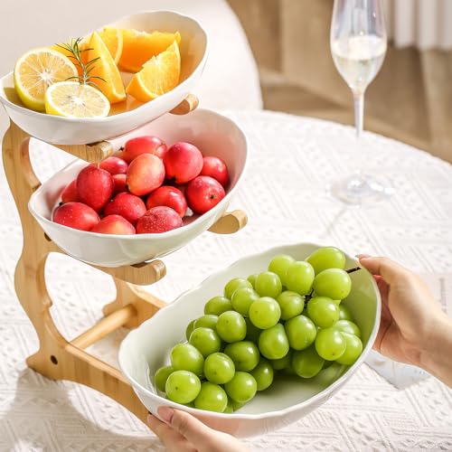 3 Tier White Ceramic Fruit Basket X5886
