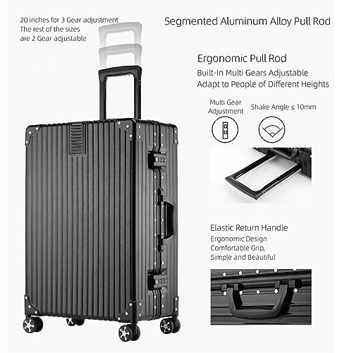 Aluminum Frame Hardside Luggage with Spinner Wheels and TSA Lock, 26 inch, Rose Gold+White G840