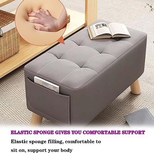 Rectangle Foot Stool with Padded Seat and Solid Wood Legs K324