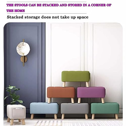 Rectangle Foot Stool with Padded Seat and Solid Wood Legs K324