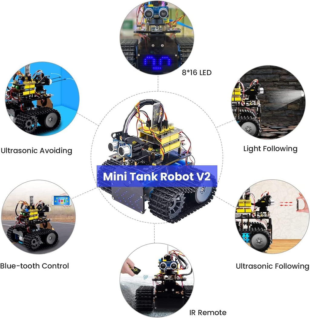 Mini Tank Robot Smart Car Kit with LED Panel I1965