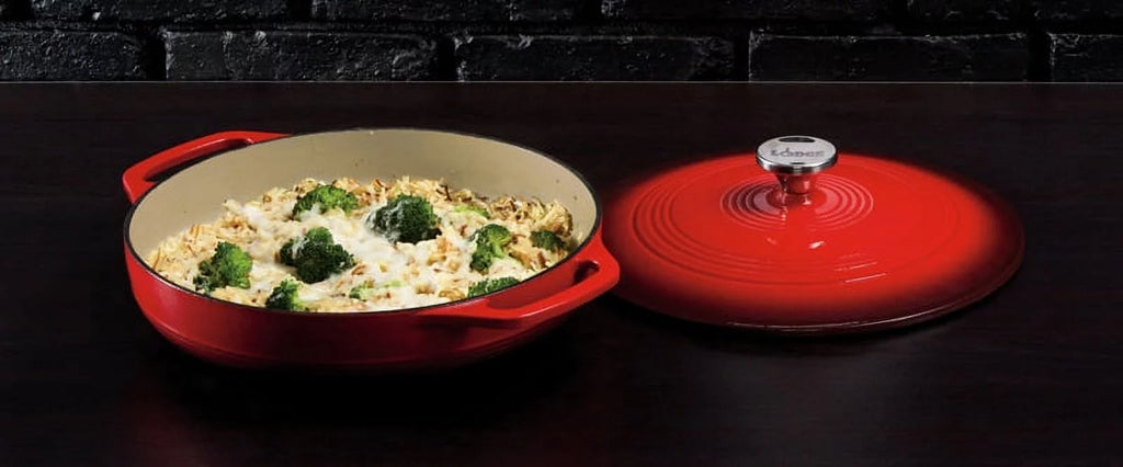 Red Enameled Cast Iron Covered Casserole U532882