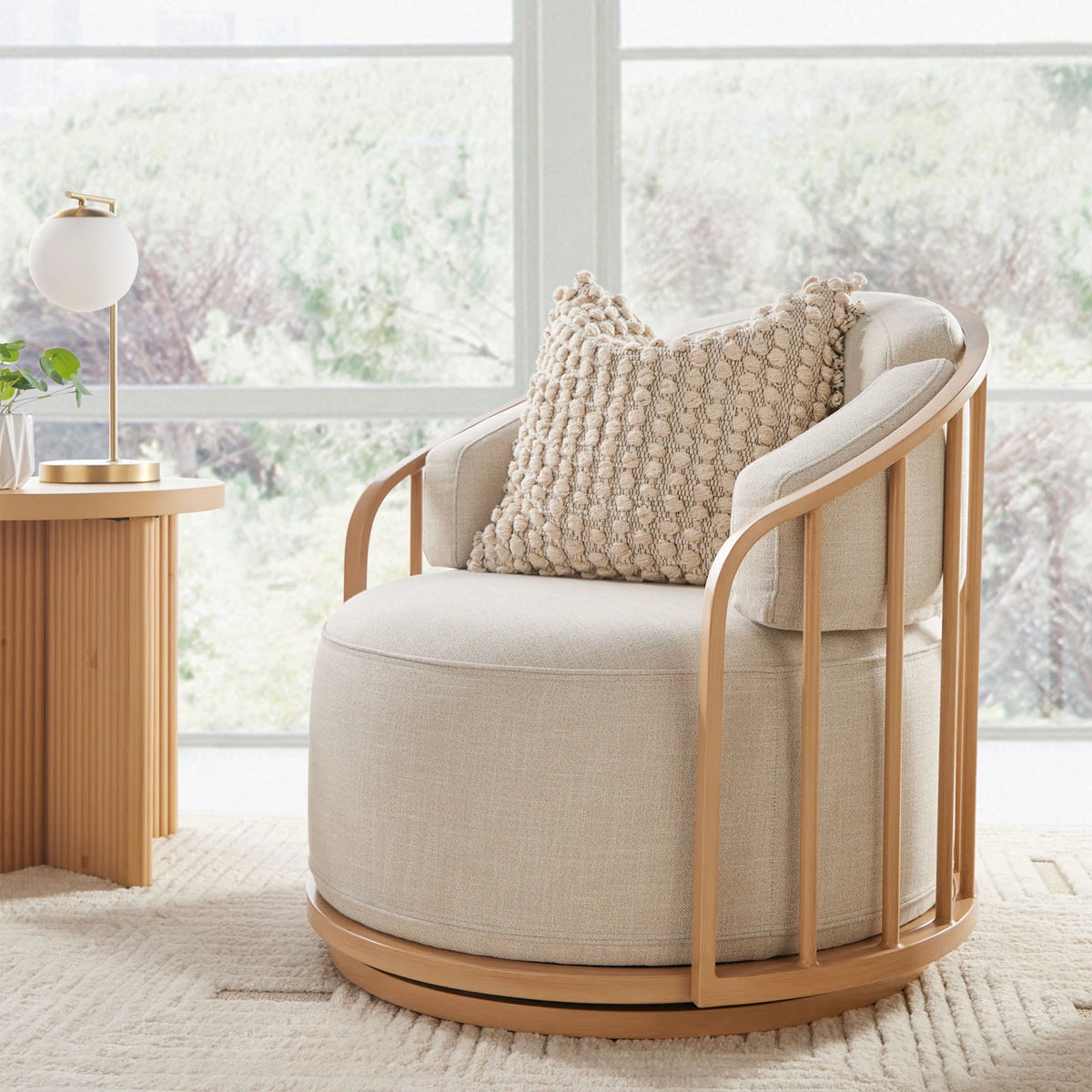 Natural Pine Swivel Chair Y85870