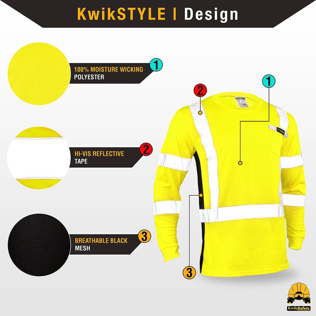 Long Sleeve Safety Shirt with Pocket & Reflective Tape Yellow Small B85684