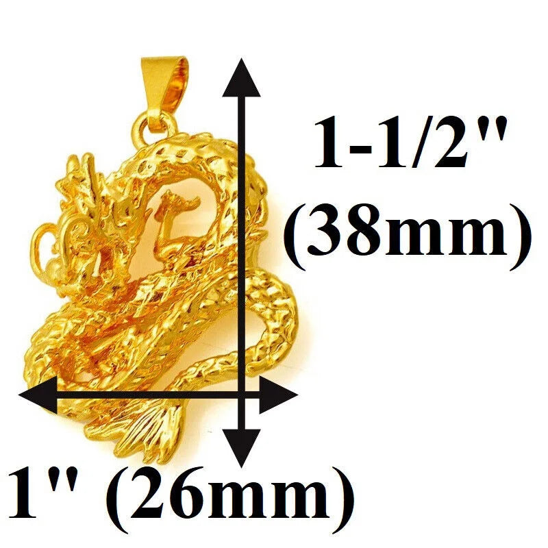18k Gold Plated Dragon Link Chain 24" Pendant Necklace N6777