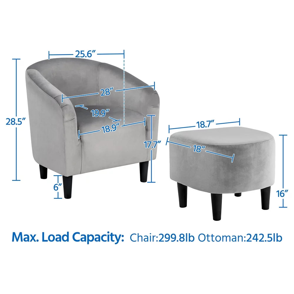 Gray Club Chair and Ottoman Set A502820