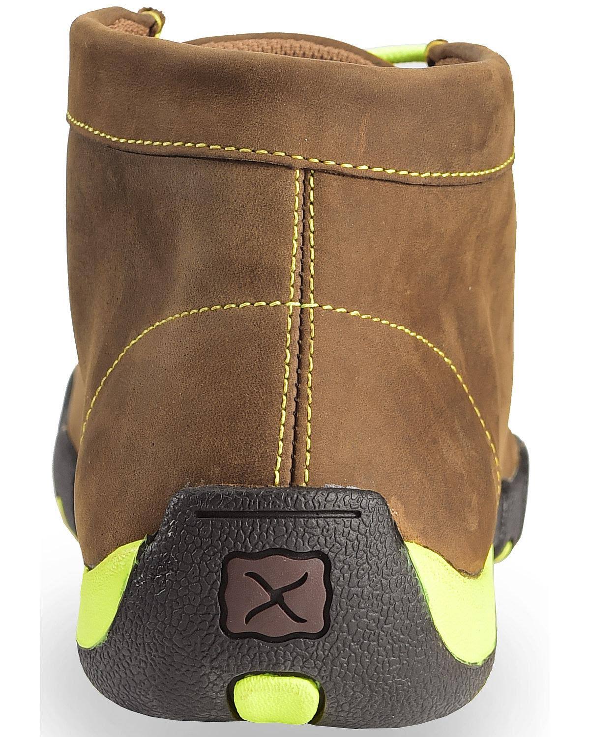Distressed Saddle/Neon Yellow Leather Driving Moc U73445