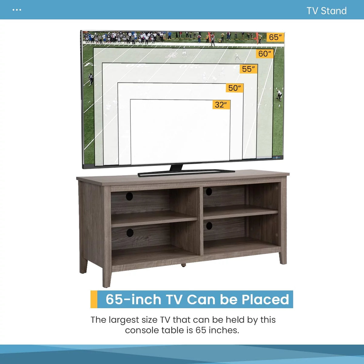 58'' Wood TV Stand with 4-Shelf Storage Y718