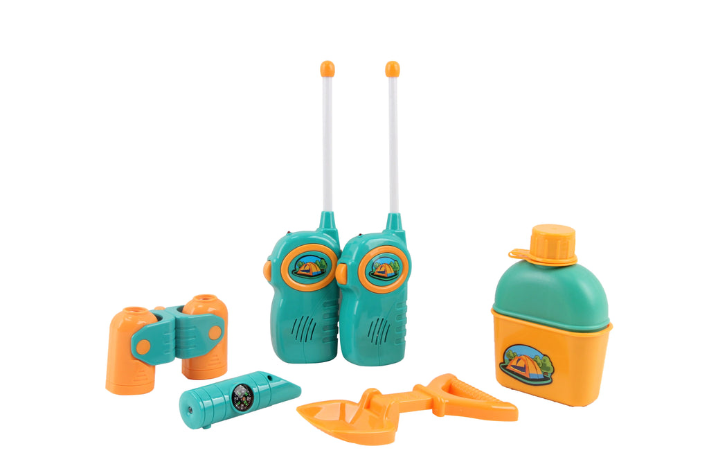 Kids Camping Tent Playset with 2 Walkie Talkies and Outdoor Toy Gear A69769