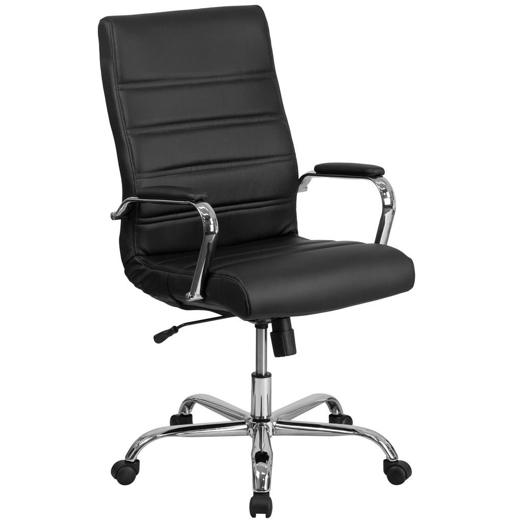 Black Bonded Leather Executive Swivel Chair with Chrome Base Z414502