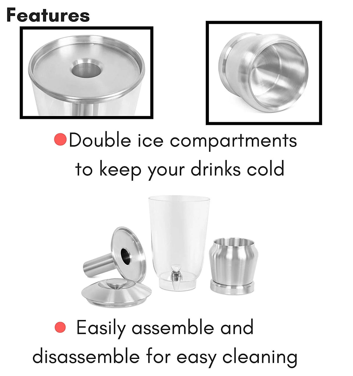 1.5 Gallon Stainless Steel Beverage Dispenser with Ice Container, Stand & Spigot A82966