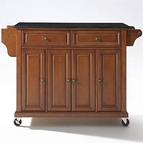 Solid Black Granite Top Kitchen Cart L31281