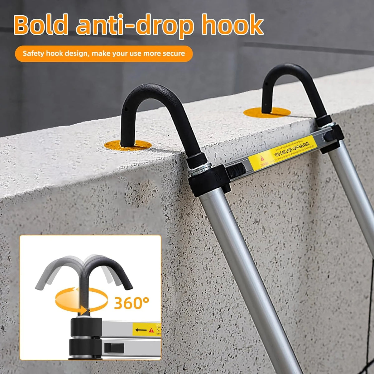 10.5ft Aluminum Telescoping Ladder with Hook T42090