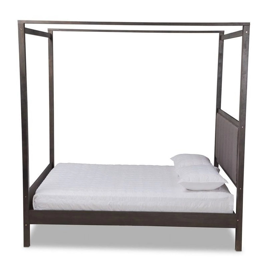 Gray Oak Wood King Platform Canopy Bed M385221