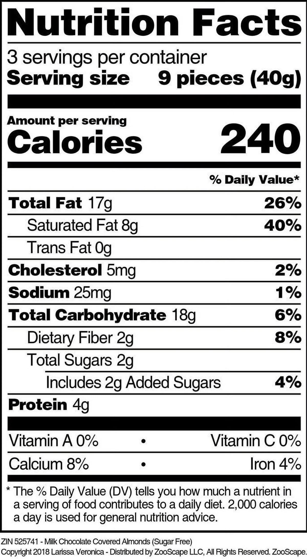 Sugar Free Milk Chocolate Covered Almonds 4 oz 3-Pack C49028