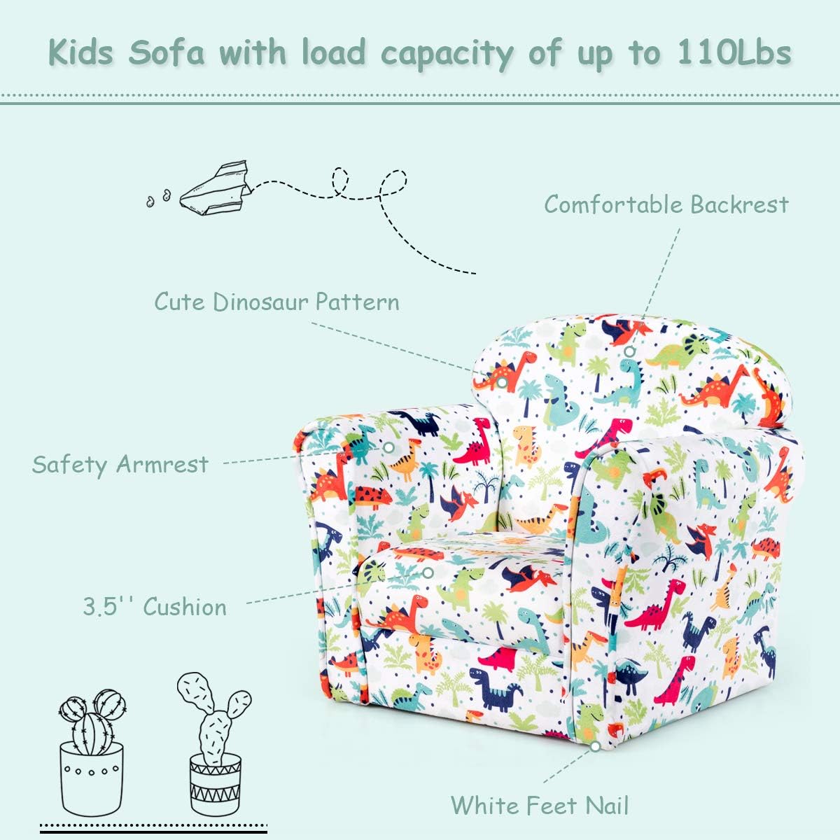 Kids Sofa with Dinosaur Pattern S13321