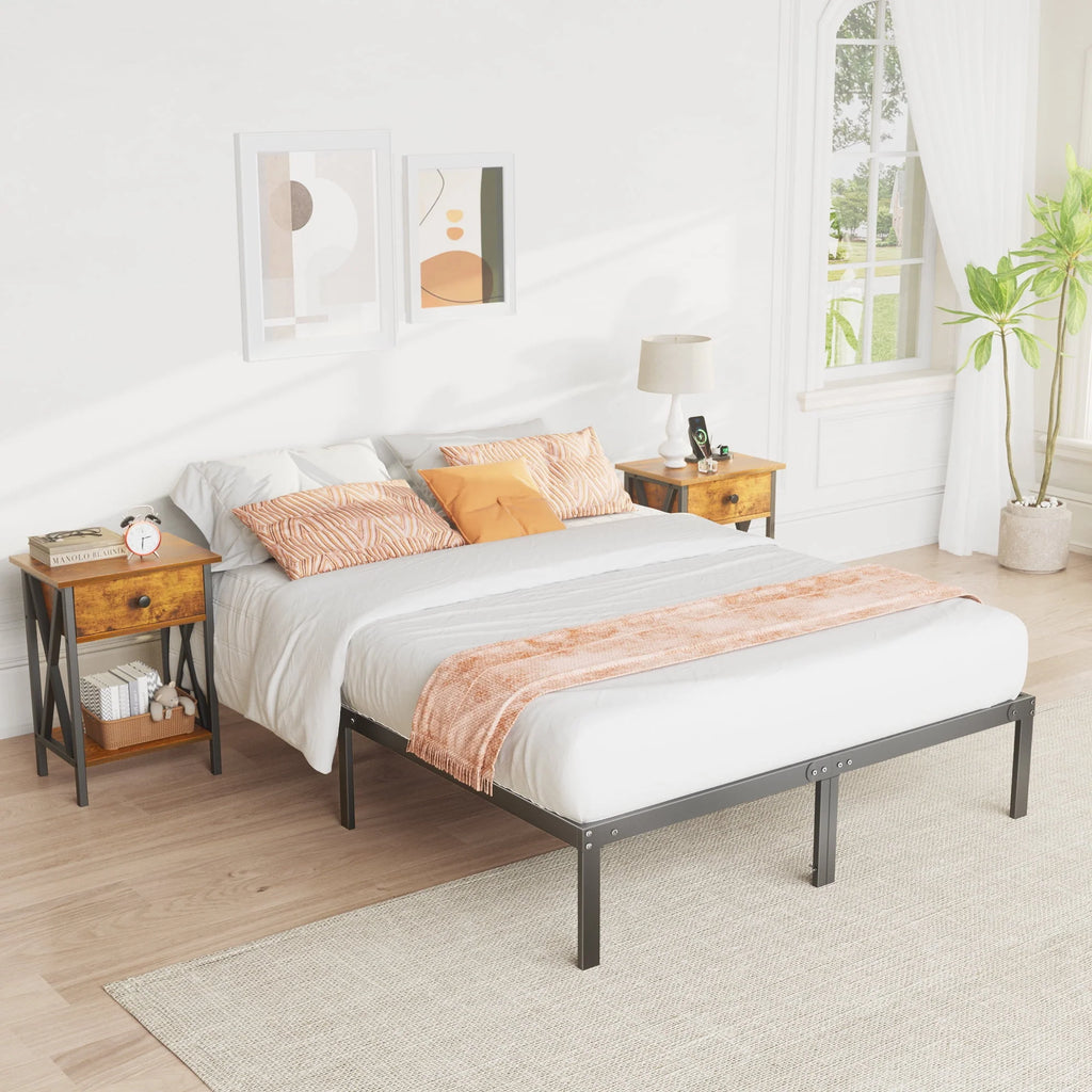Full Size Heavy Duty Platform Bed Frame with Underbed Storage S3078
